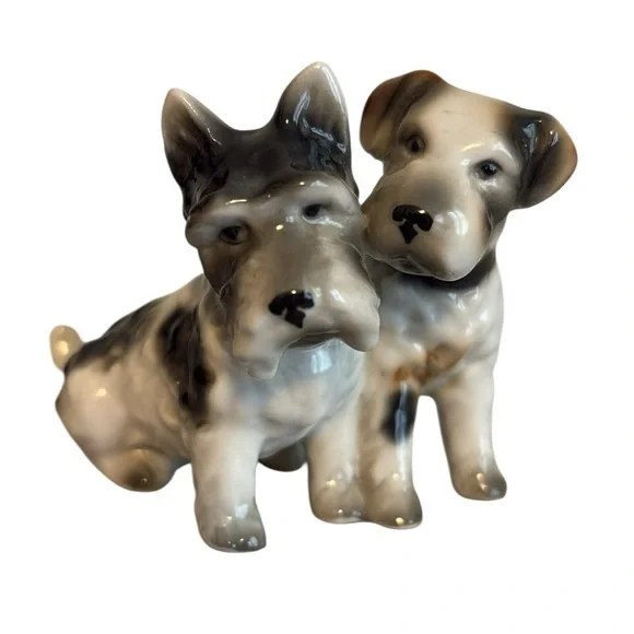 Antique Porcelain Dog Figurine Scottie Terrier and Jack Russell Terrier Germany - Picture 6 of 7